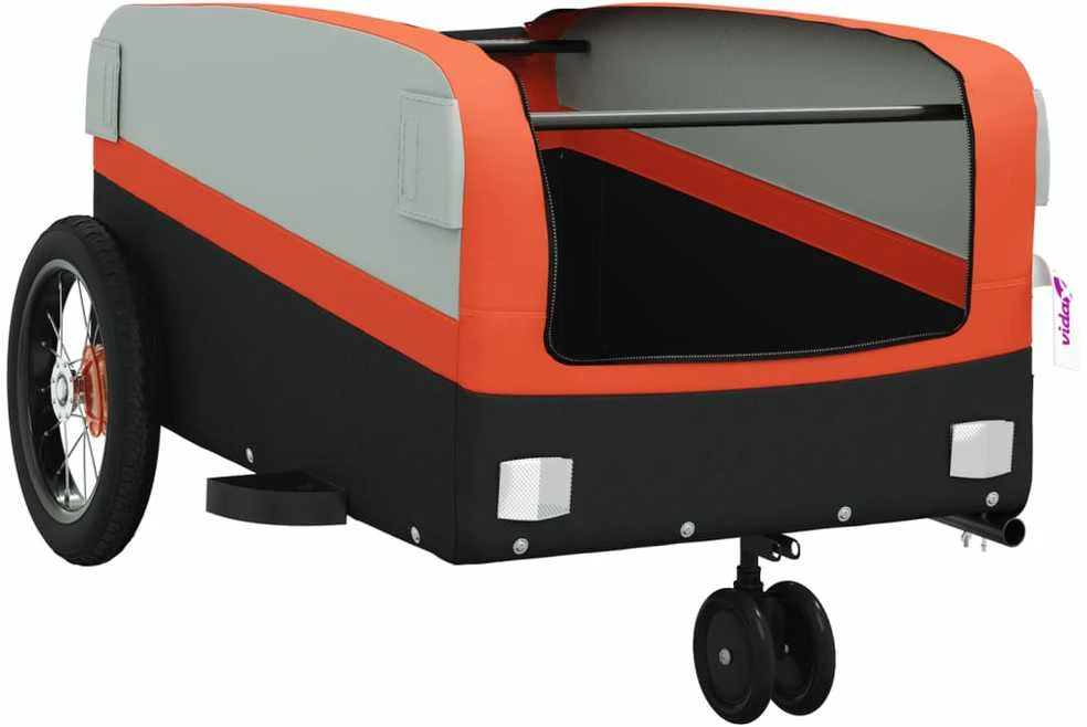 Dviračio priekaba, juodos ir oranžinės spalvos, 30kg, geležis