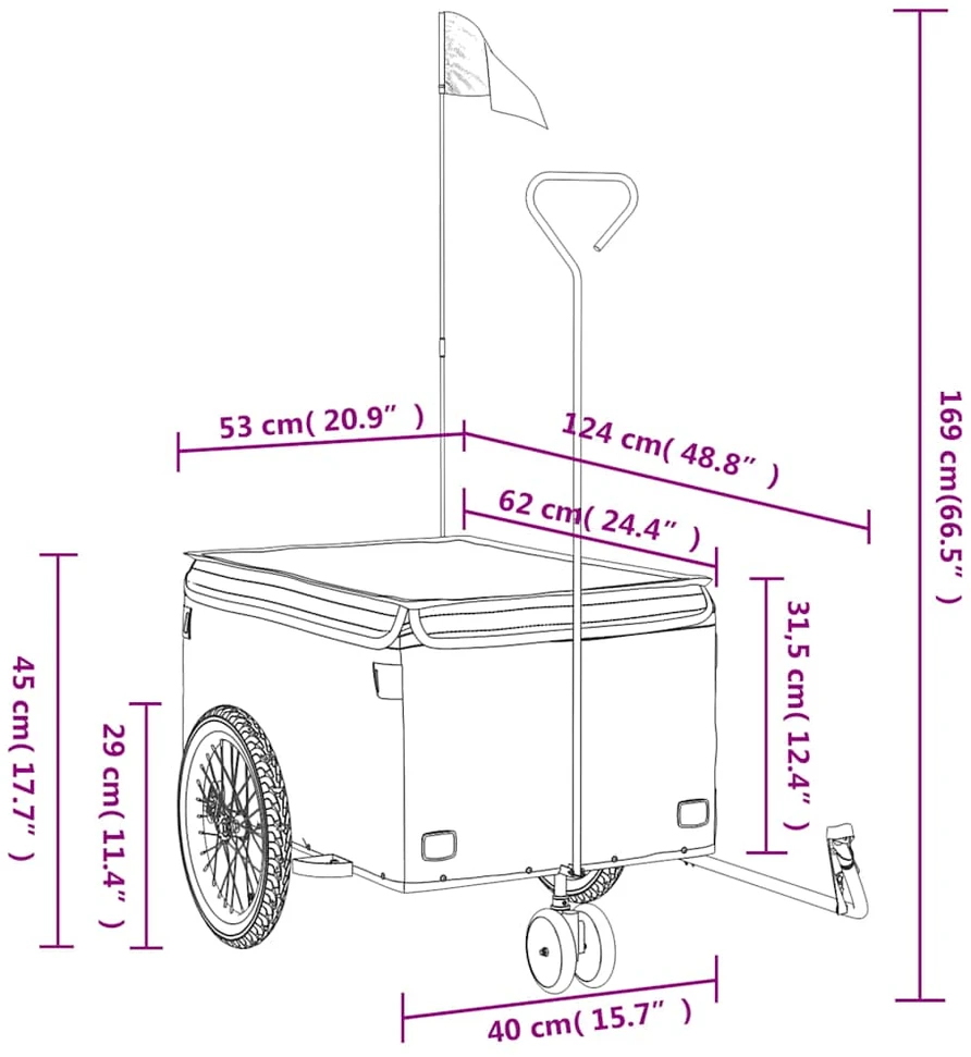 Dviračio priekaba, juodos ir oranžinės spalvos, 30kg, geležis
