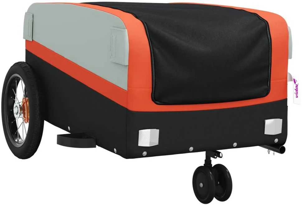 Dviračio priekaba, juodos ir oranžinės spalvos, 30kg, geležis