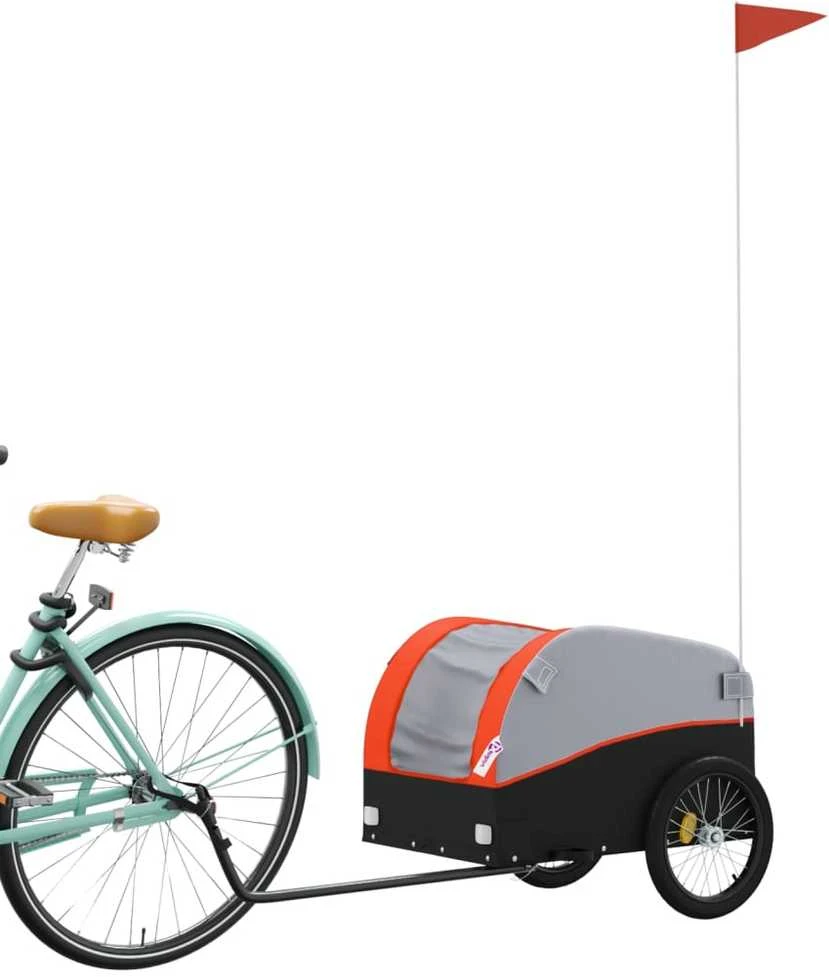 Dviračio priekaba, juodos ir oranžinės spalvos, 30kg, geležis