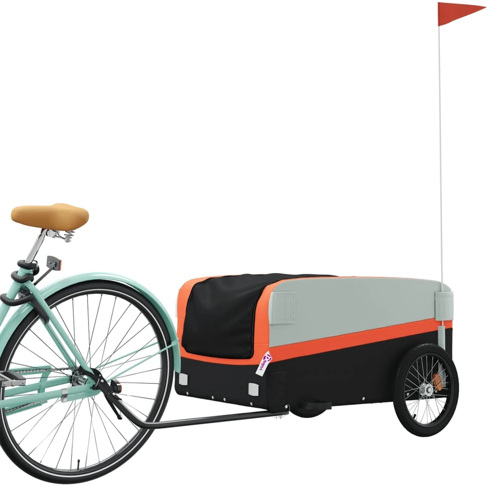 Krovininė dviračio priekaba, juoda ir oranžinė, 45kg, geležis