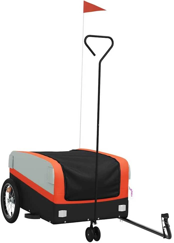Dviračio priekaba, juodos ir oranžinės spalvos, 45kg, geležis