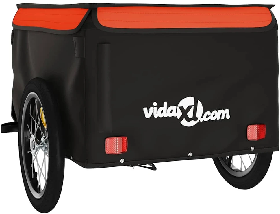 Dviračio priekaba, juodos ir oranžinės spalvos, 45kg, geležis