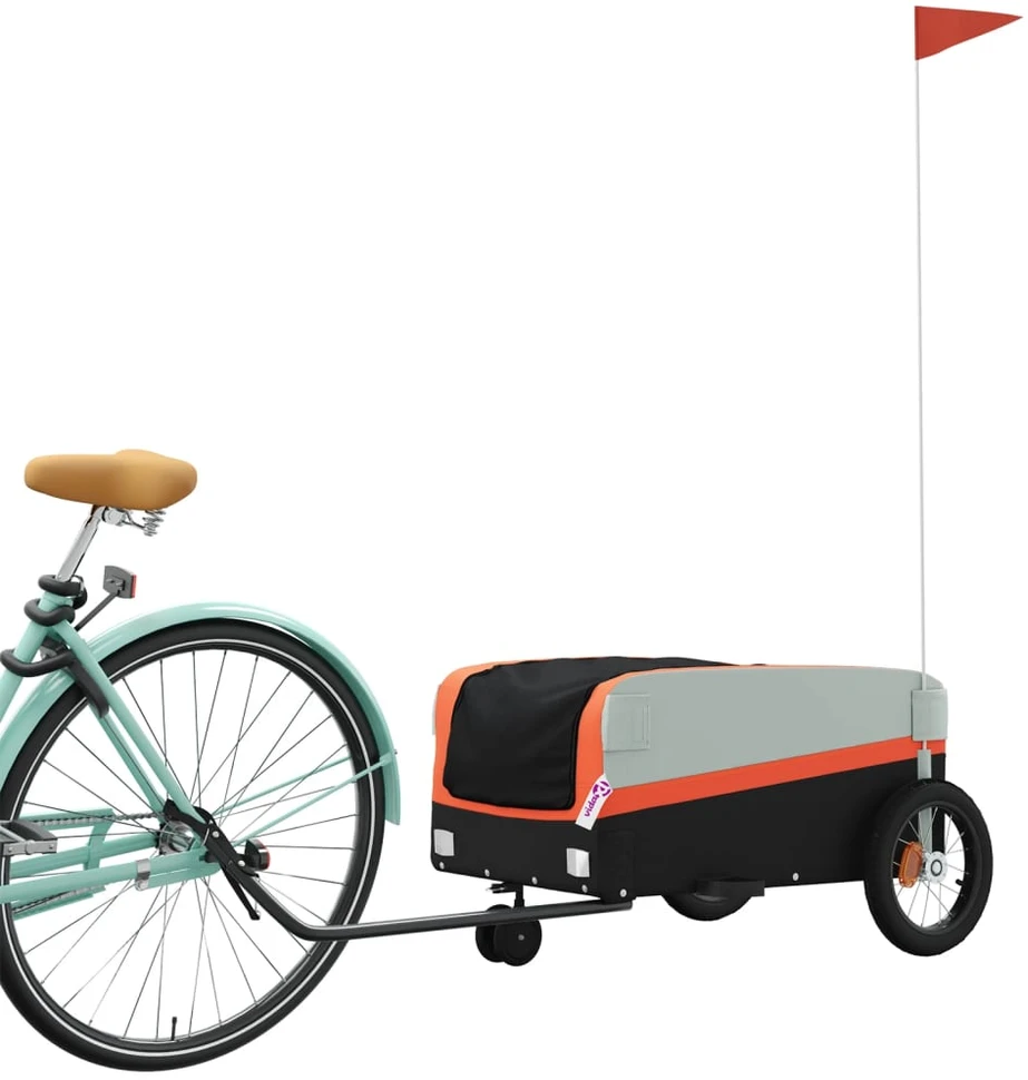 Dviračio priekaba, juodos ir oranžinės spalvos, 30kg, geležis