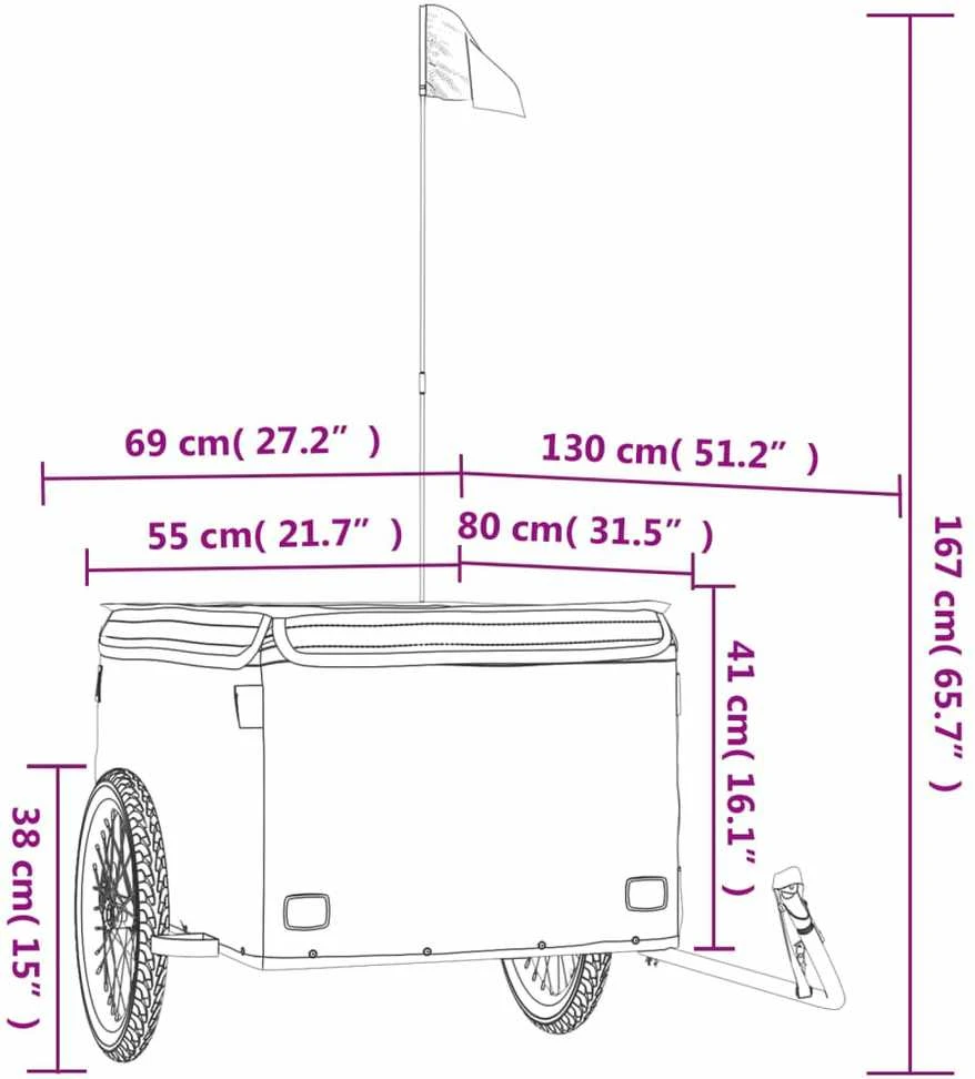 Dviračio priekaba, juodos ir oranžinės spalvos, 45kg, geležis