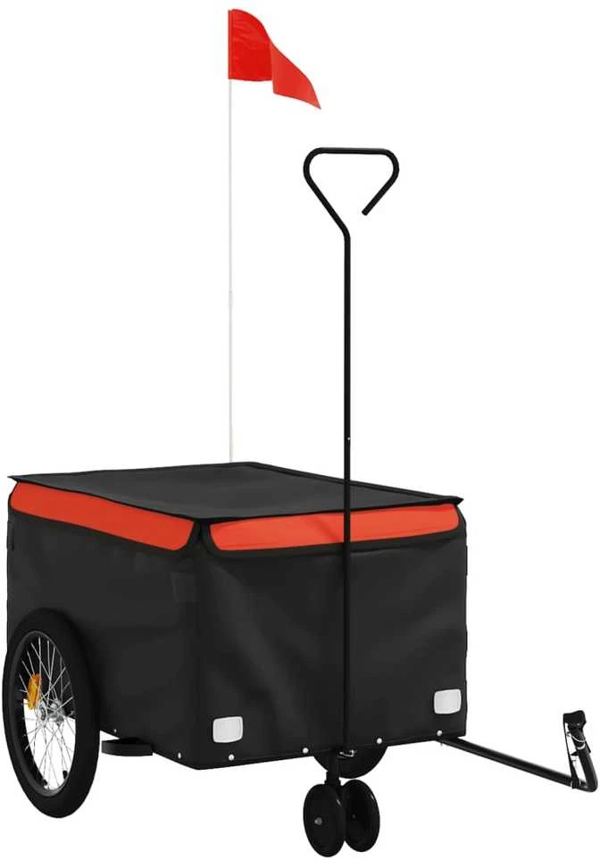 Dviračio priekaba, juodos ir oranžinės spalvos, 30kg, geležis