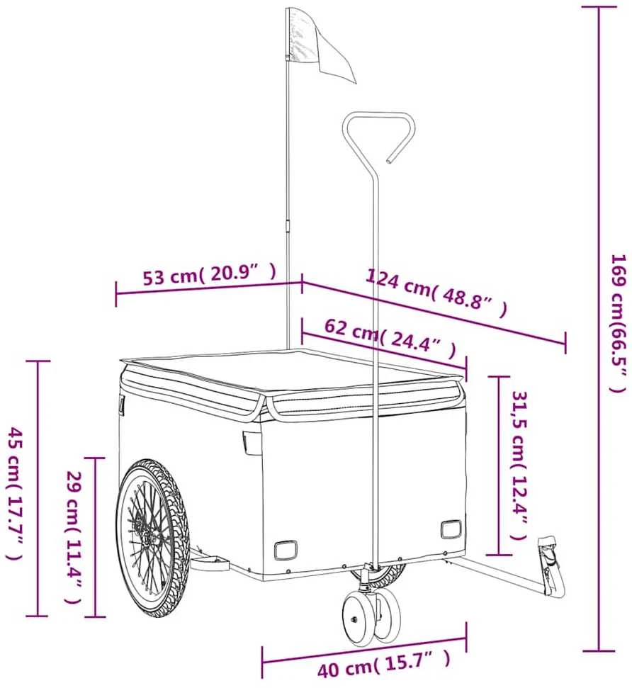 Dviračio priekaba, juodos ir oranžinės spalvos, 30kg, geležis