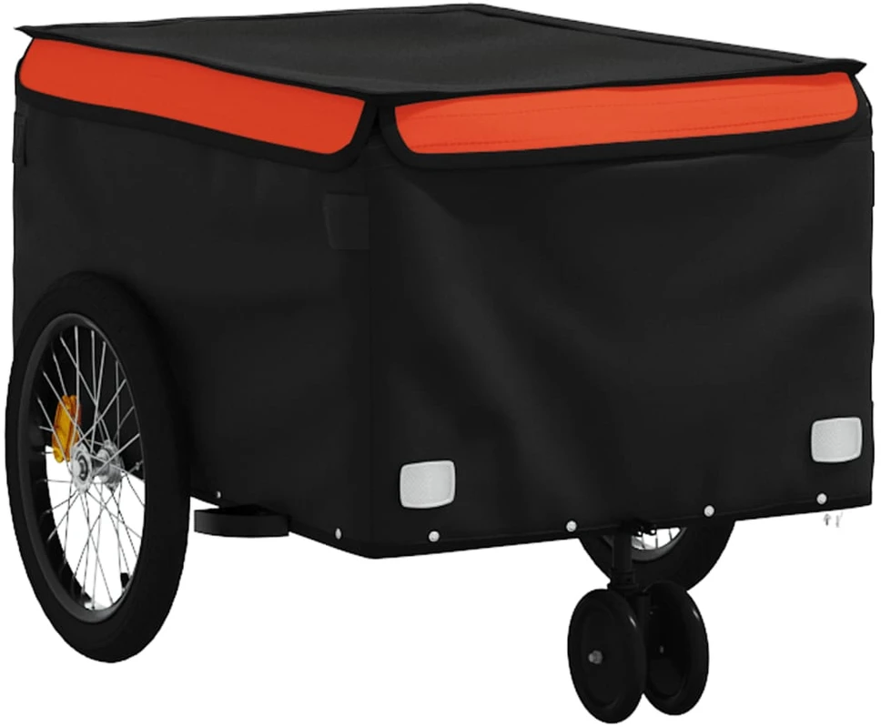 Dviračio priekaba, juodos ir oranžinės spalvos, 30kg, geležis