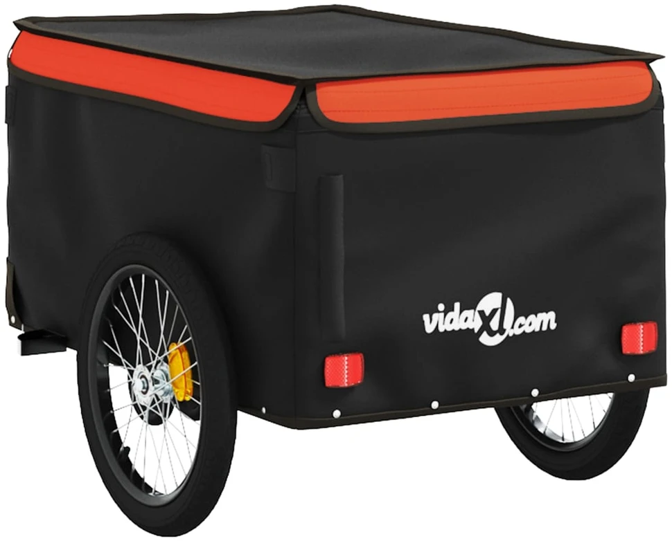 Dviračio priekaba, juodos ir oranžinės spalvos, 30kg, geležis