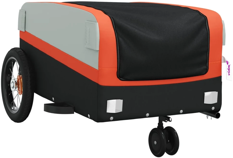 Dviračio priekaba, juodos ir oranžinės spalvos, 30kg, geležis