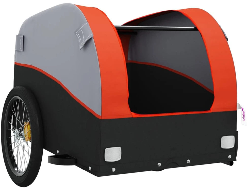Dviračio priekaba, juodos ir oranžinės spalvos, 45kg, geležis