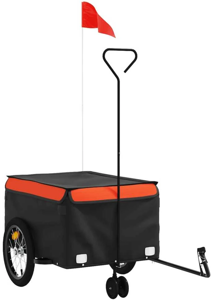 Dviračio priekaba, juodos ir oranžinės spalvos, 45kg, geležis