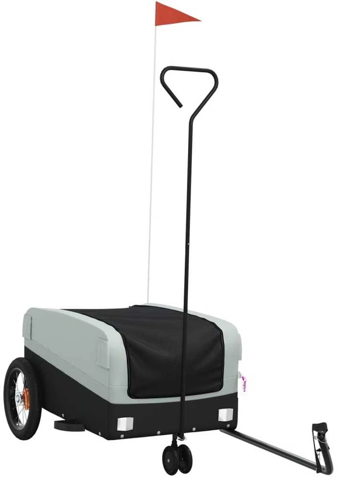 Dviračio priekaba, juodos ir pilkos spalvos, 30kg, geležis