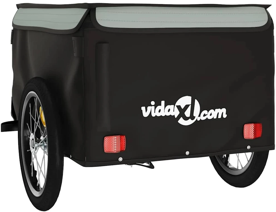 Dviračio priekaba, juodos ir pilkos spalvos, 45kg, geležis