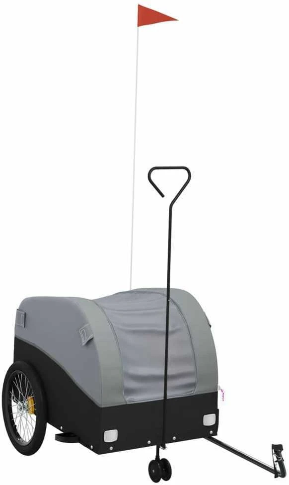 Dviračio priekaba, juodos ir pilkos spalvos, 45kg, geležis