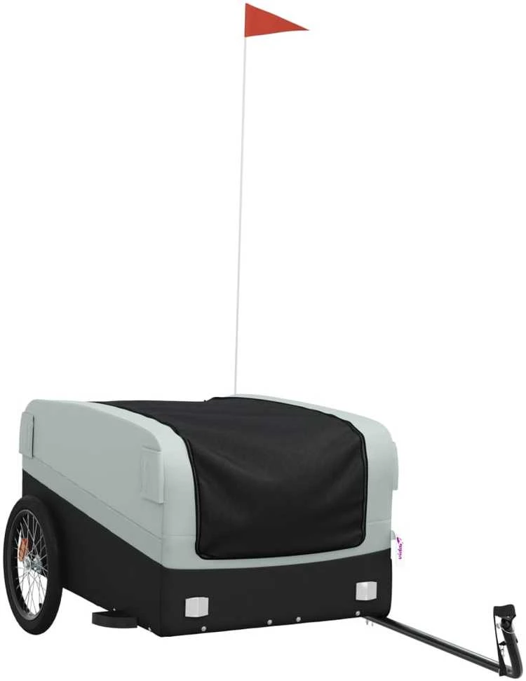 Dviračio priekaba, juodos ir pilkos spalvos, 45kg, geležis