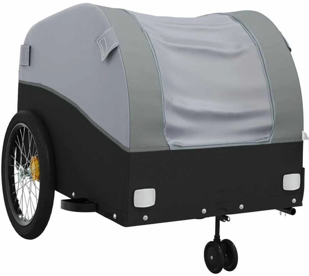 Dviračio priekaba, juodos ir pilkos spalvos, 45kg, geležis