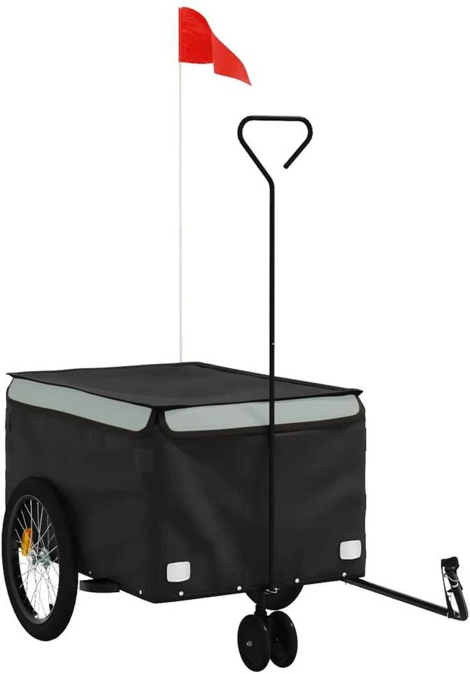 Dviračio priekaba, juodos ir pilkos spalvos, 30kg, geležis