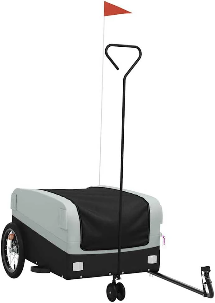 Dviračio priekaba, juodos ir pilkos spalvos, 45kg, geležis