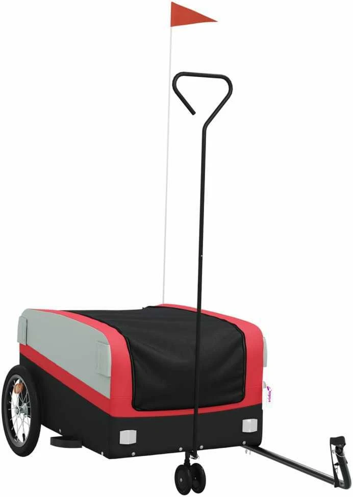 Dviračio priekaba, juodos ir raudonos spalvos, 45kg, geležis
