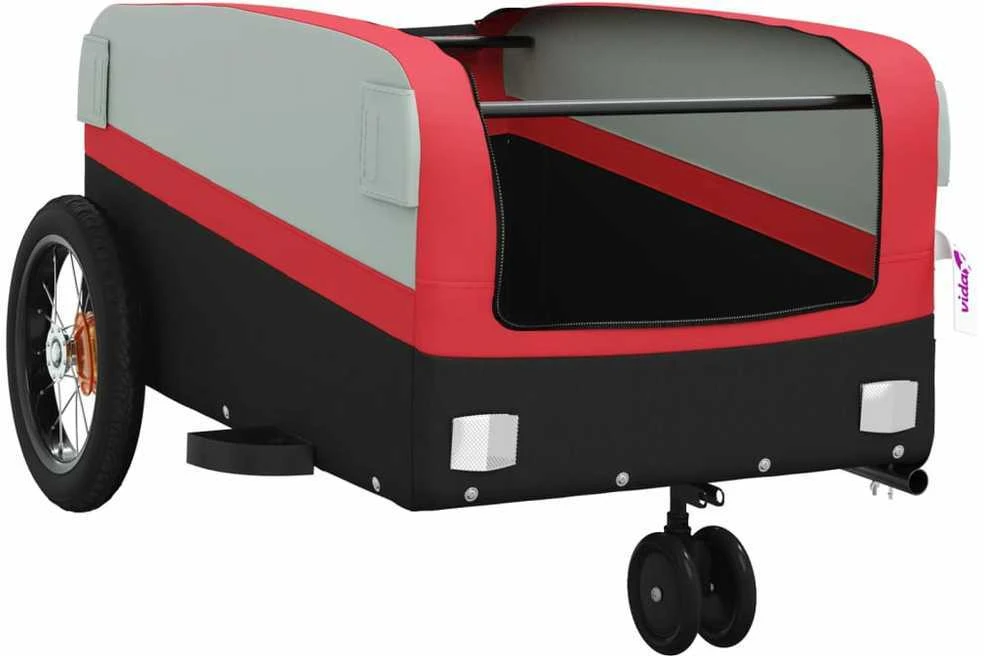 Dviračio priekaba, juodos ir raudonos spalvos, 30kg, geležis
