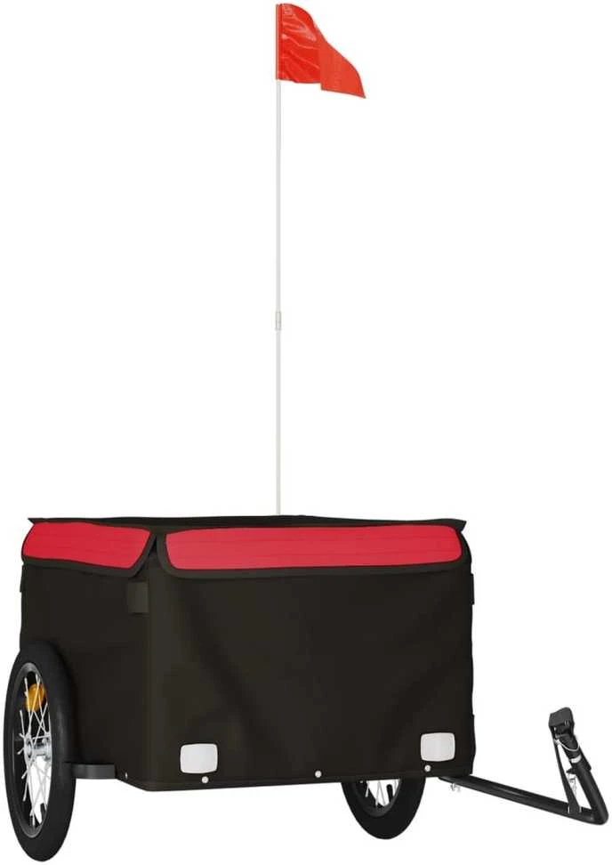 Dviračio priekaba, juodos ir raudonos spalvos, 45kg, geležis