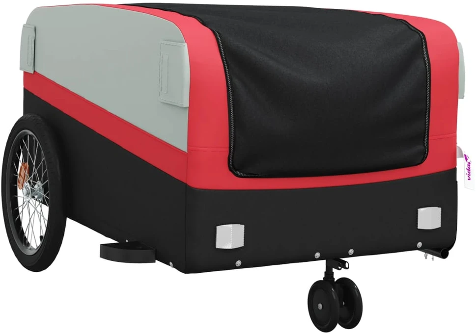 Dviračio priekaba, juodos ir raudonos spalvos, 45kg, geležis
