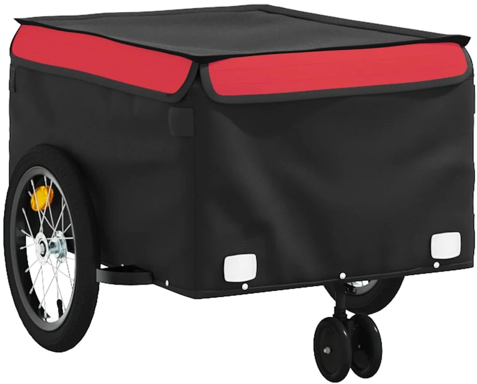Dviračio priekaba, juodos ir raudonos spalvos, 45kg, geležis