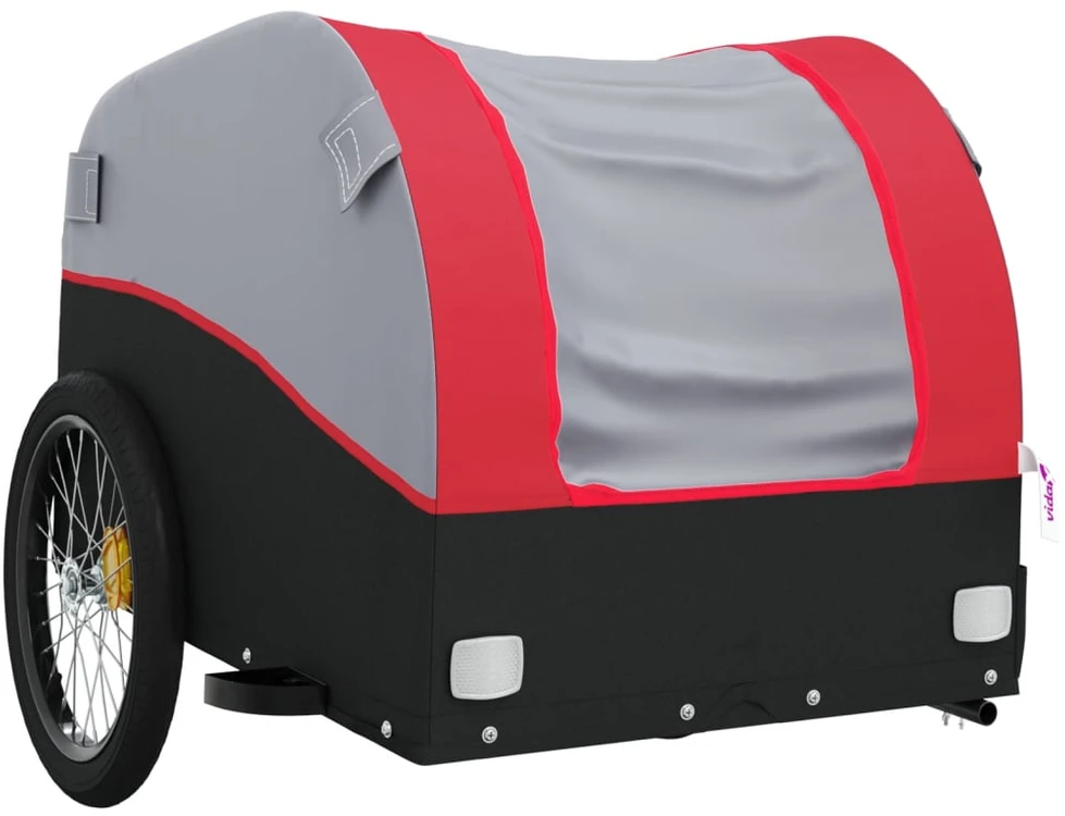 Dviračio priekaba, juodos ir raudonos spalvos, 30kg, geležis