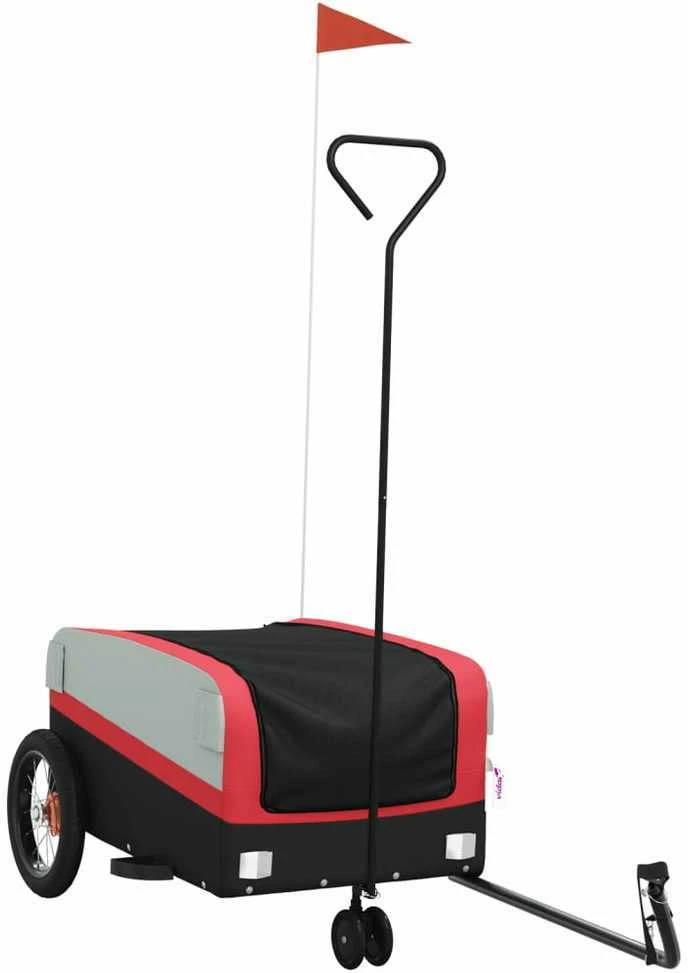 Dviračio priekaba, juodos ir raudonos spalvos, 30kg, geležis
