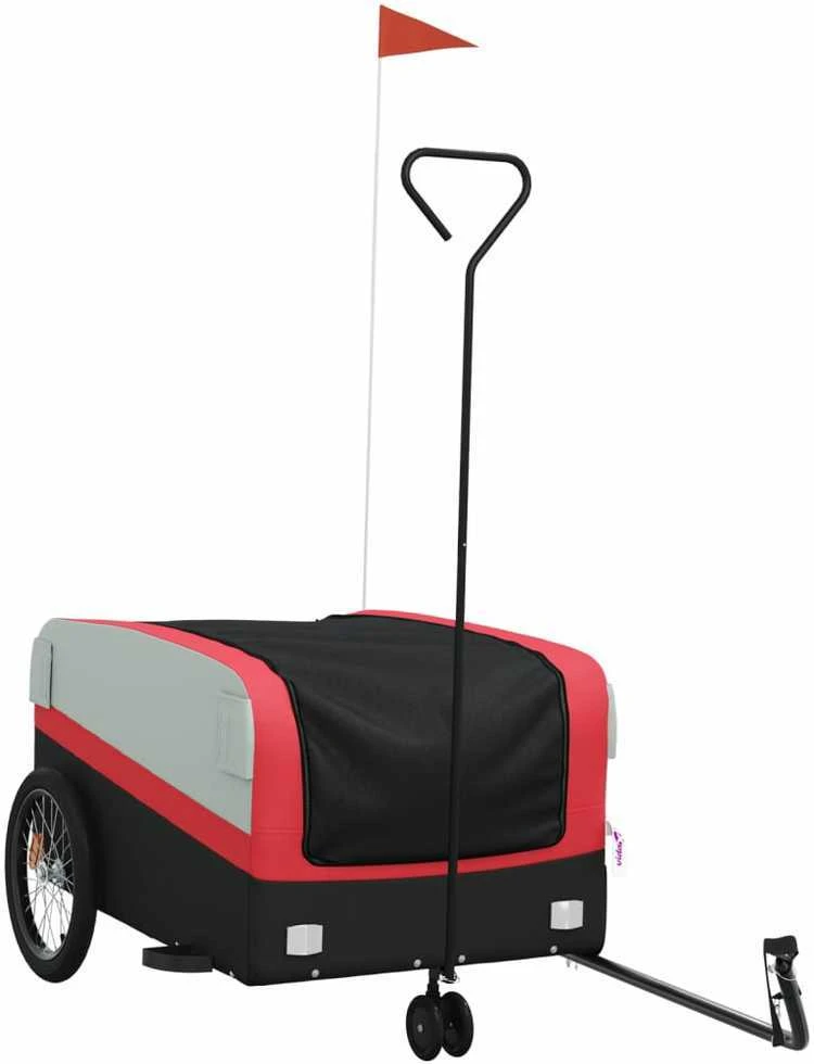 Dviračio priekaba, juodos ir raudonos spalvos, 45kg, geležis