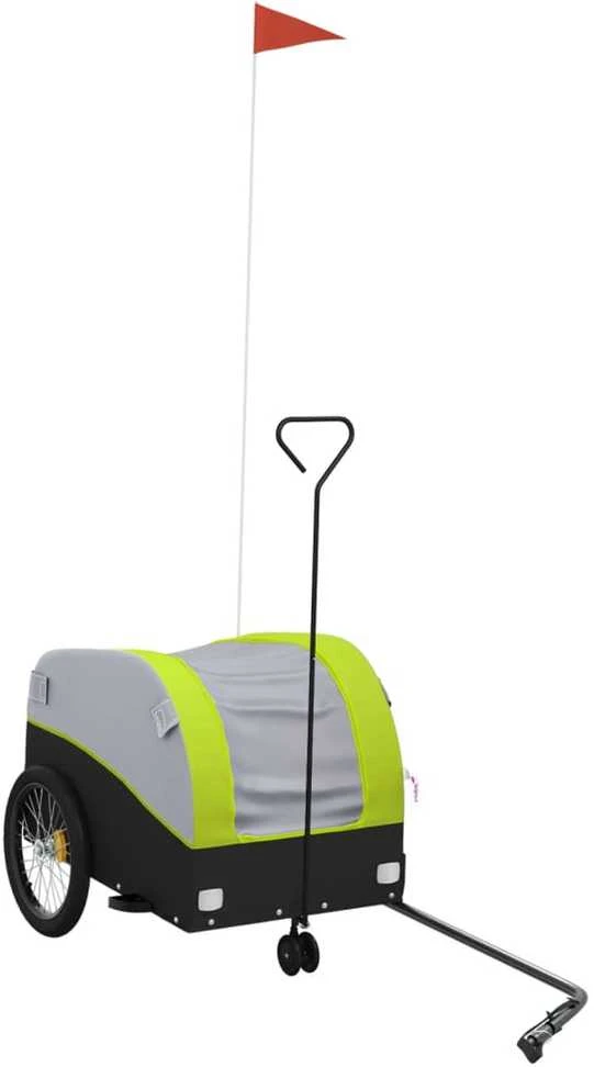 Dviračio priekaba, juodos ir žalios spalvos, 30kg, geležis