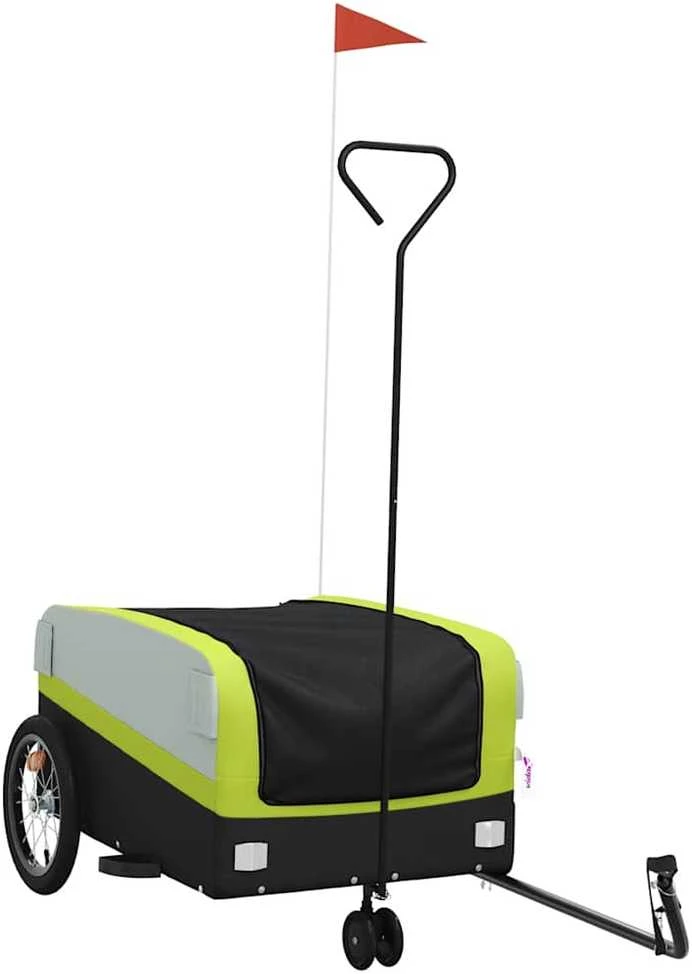 Dviračio priekaba, juodos ir žalios spalvos, 45kg, geležis