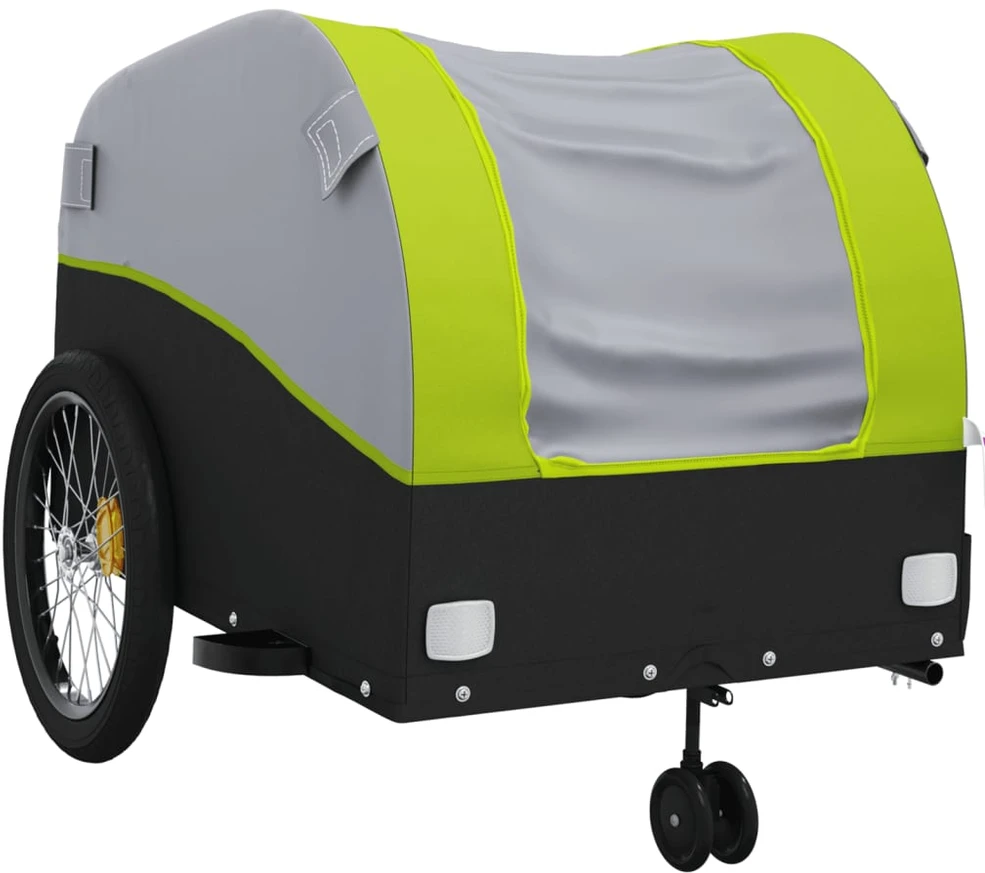 Dviračio priekaba, juodos ir žalios spalvos, 45kg, geležis