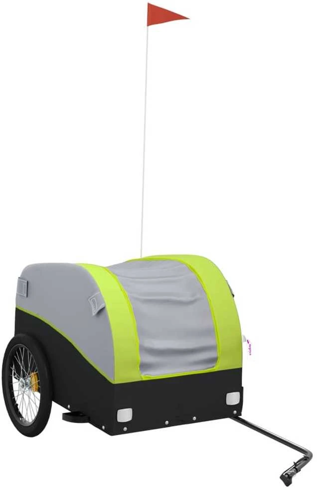 Dviračio priekaba, juodos ir žalios spalvos, 45kg, geležis