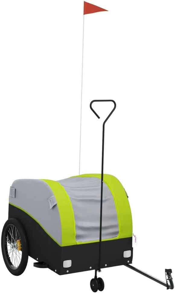 Dviračio priekaba, juodos ir žalios spalvos, 45kg, geležis