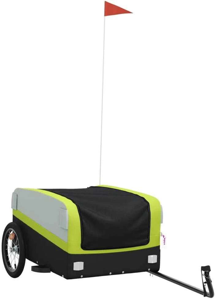 Dviračio priekaba, juodos ir žalios spalvos, 45kg, geležis