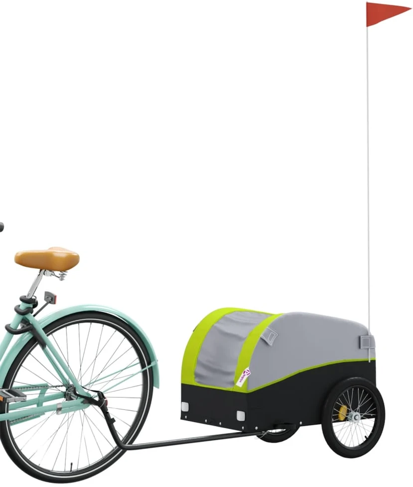 Dviračio priekaba, juodos ir žalios spalvos, 30kg, geležis