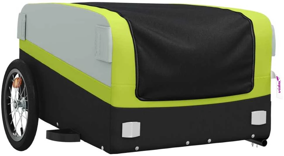 Dviračio priekaba, juodos ir žalios spalvos, 45kg, geležis