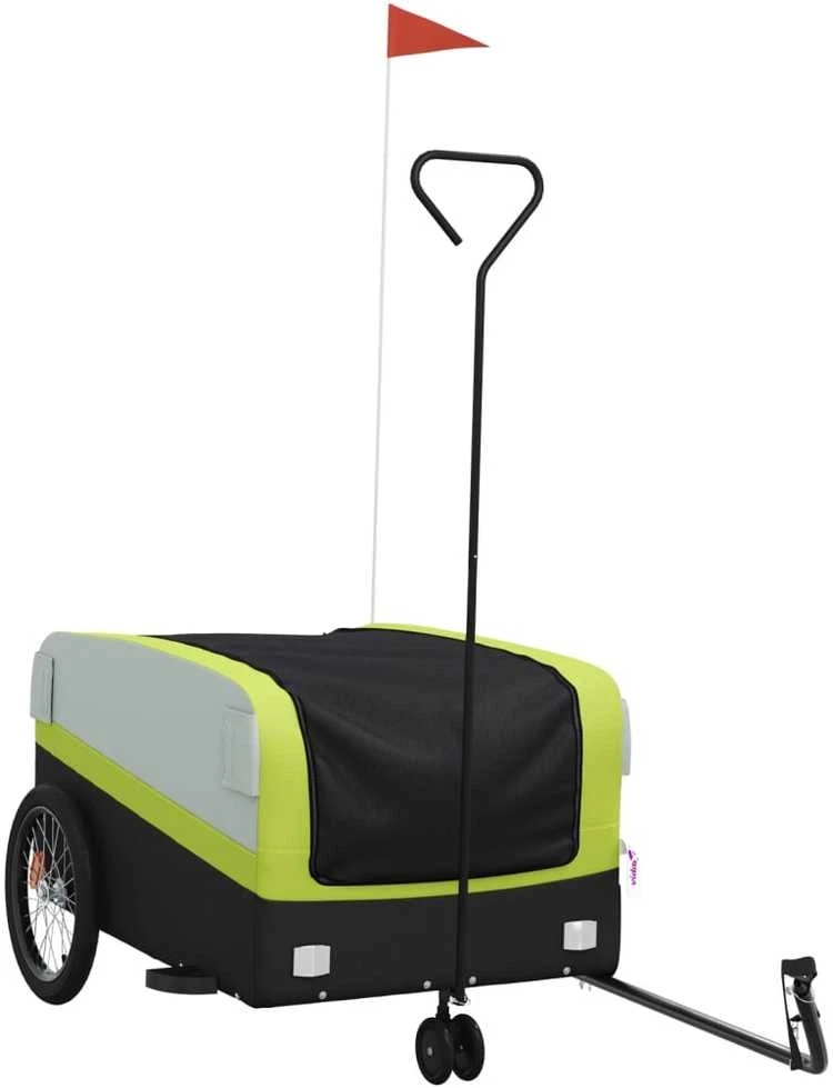 Dviračio priekaba, juodos ir žalios spalvos, 45kg, geležis