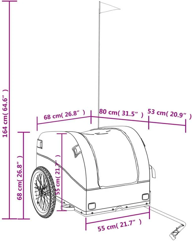 Dviračio priekaba, juodos spalvos, 45kg, geležis