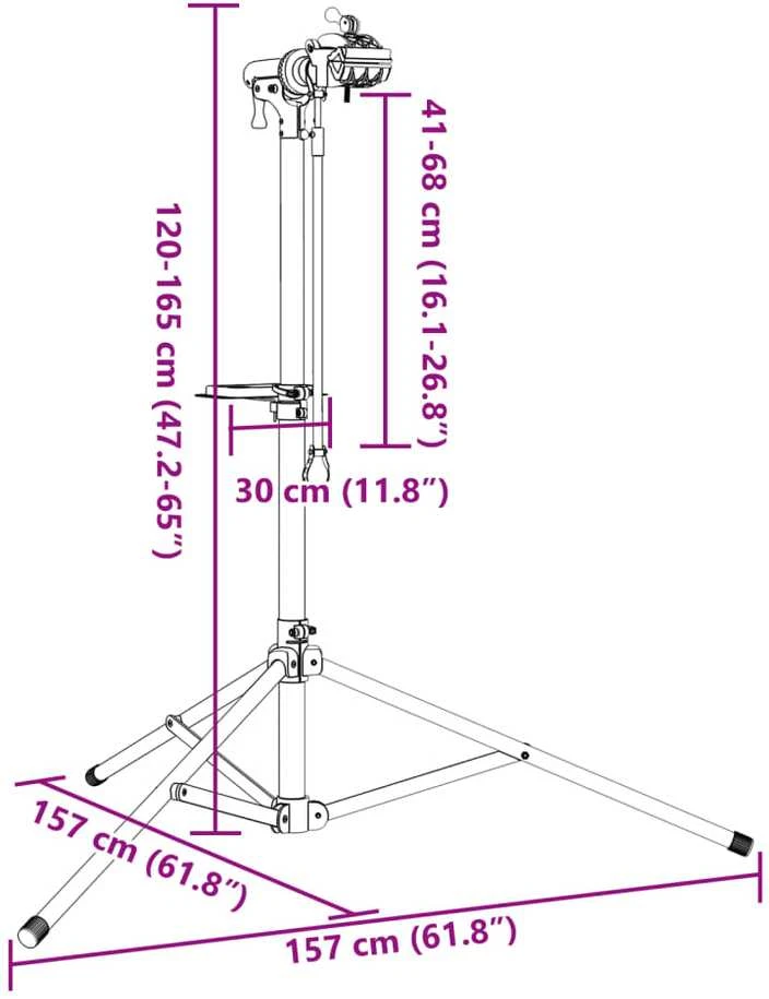 Dviračio remonto stovas, 120-165cm, aliuminis, sulankstomas