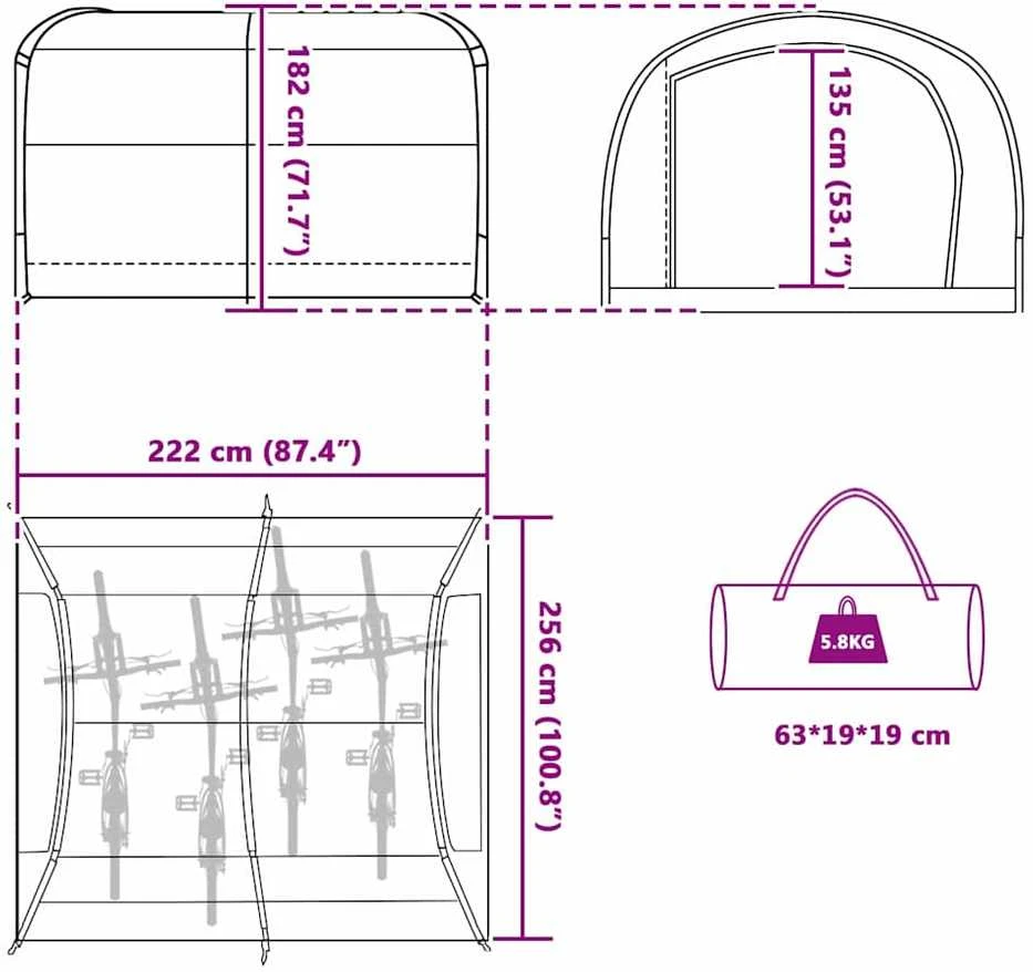 Dviračių saugojimo palapinė su stogu Pilka ir oranžinė tafta