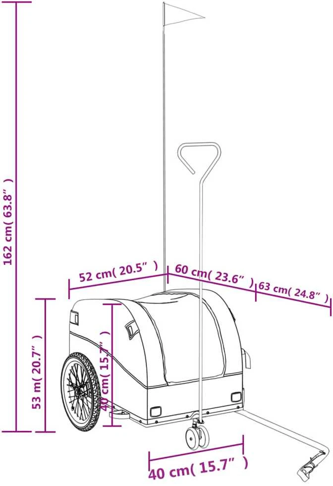 Dviračio priekaba, juodos ir geltonos spalvos, 30kg, geležis
