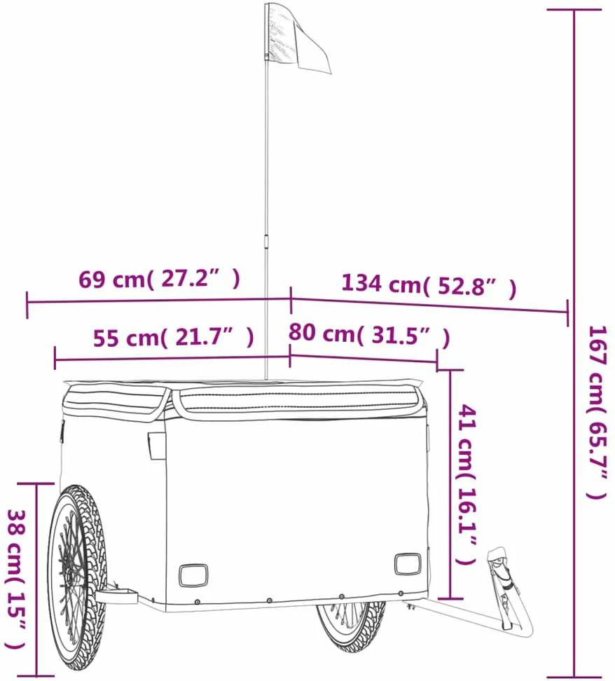 Dviračio priekaba, juodos ir raudonos spalvos, 45kg, geležis