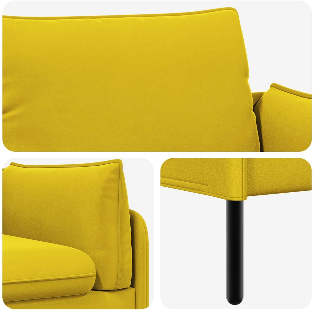 Dvitaškė sofa 2 vietos Geltona 188 x 81 x 89 cm Aksomas