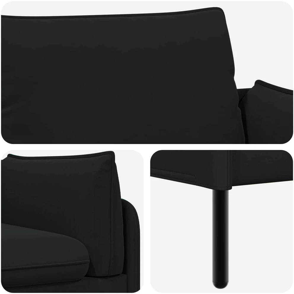 Dvitaškė sofa 2 vietos Juoda 188 x 81 x 89 cm Aksomas