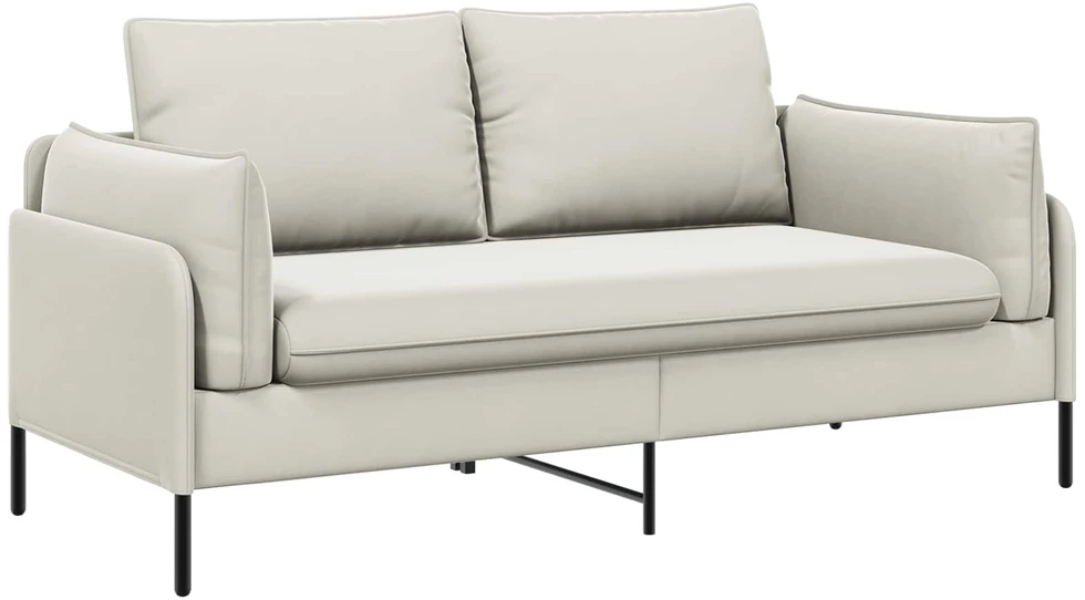 Dvitaškė sofa 2 vietos Kreminė 188 x 81 x 89 cm Aksomas