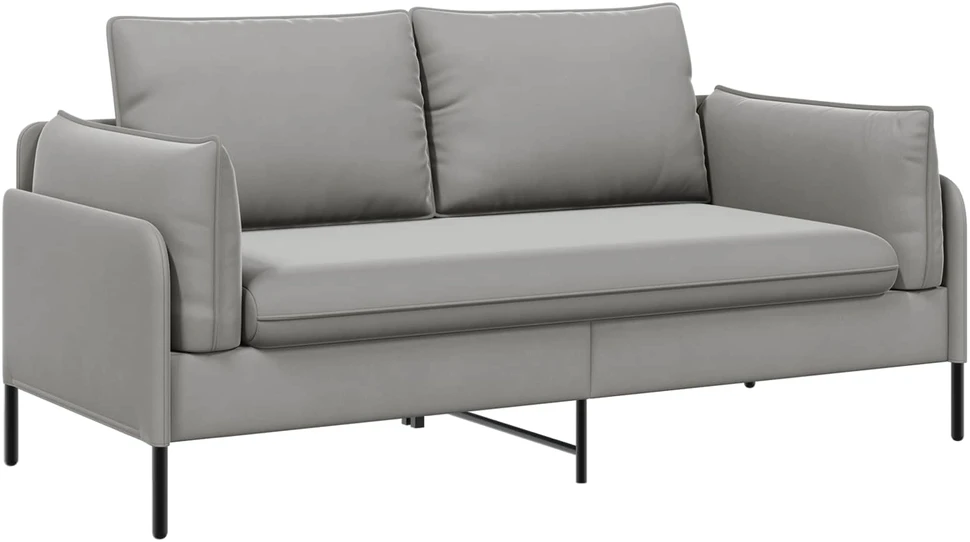 Dvitaškė sofa 2 vietos Šviesiai pilka 188 x 81 x 89 cm Aksomas