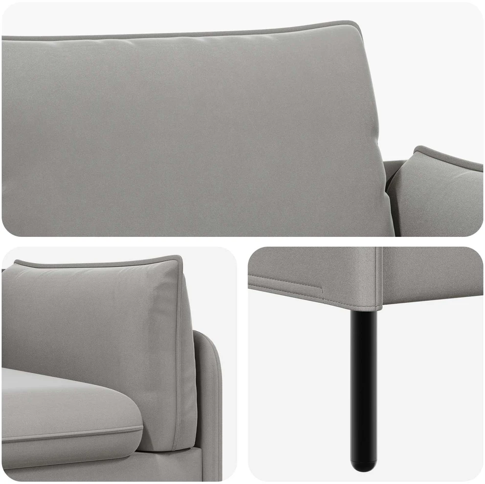 Dvitaškė sofa 2 vietos Šviesiai pilka 188 x 81 x 89 cm Aksomas